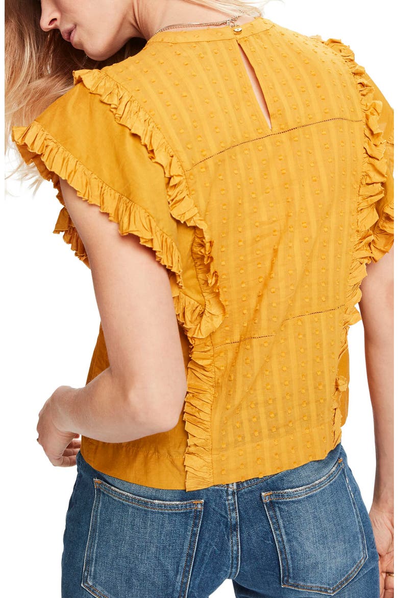 Ruffle Cotton & Silk Blouse, Alternate, color, MUSTARD