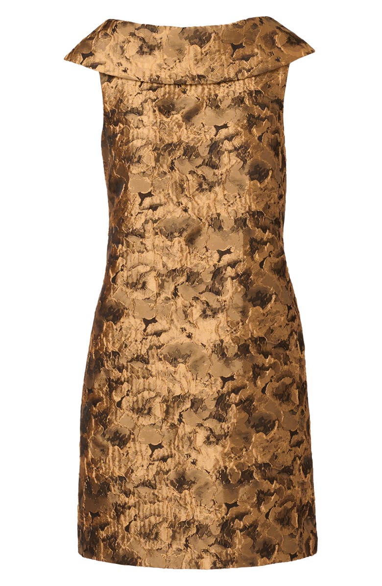 Adrianna Papell Floral Jacquard Cocktail Minidress, Alternate, color, Gold/ Black