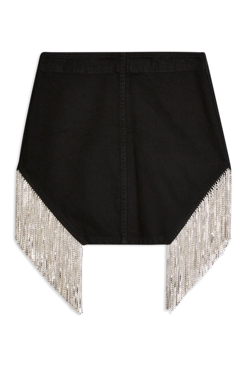 Crystal Fringe Slit Miniskirt, Alternate, color, WASHED BLACK