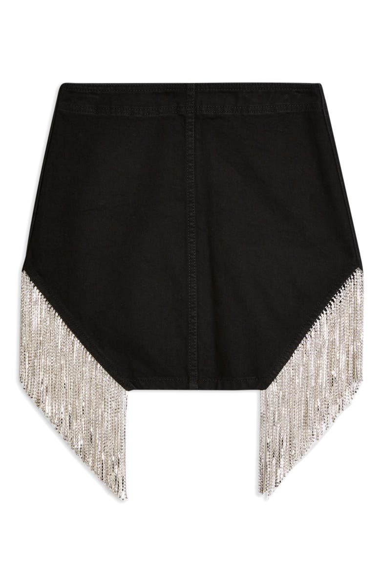 Topshop Crystal Fringe Slit Miniskirt, Alternate, color,