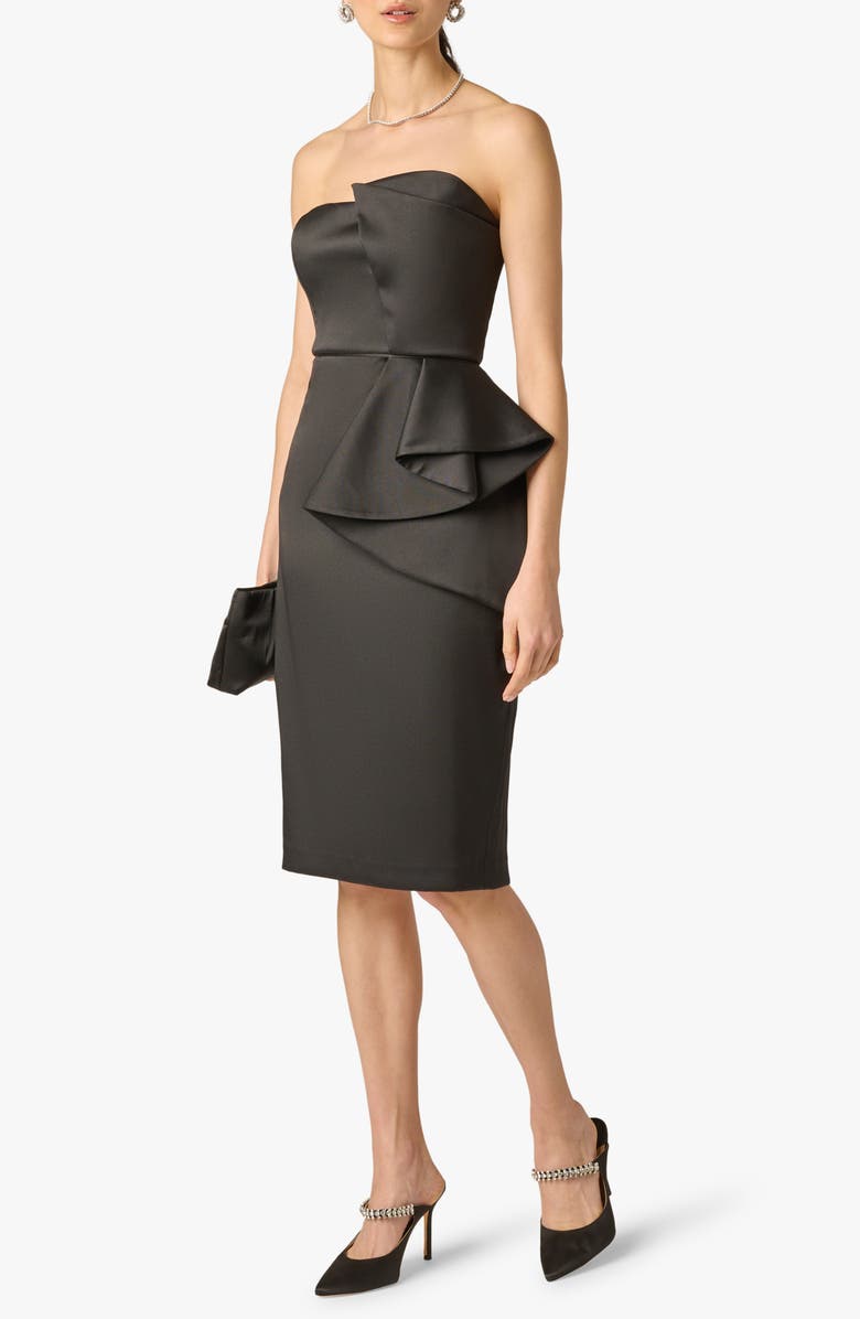 Aidan Mattox Strapless Stretch Mikado Cocktail Dress, Alternate, color, Black
