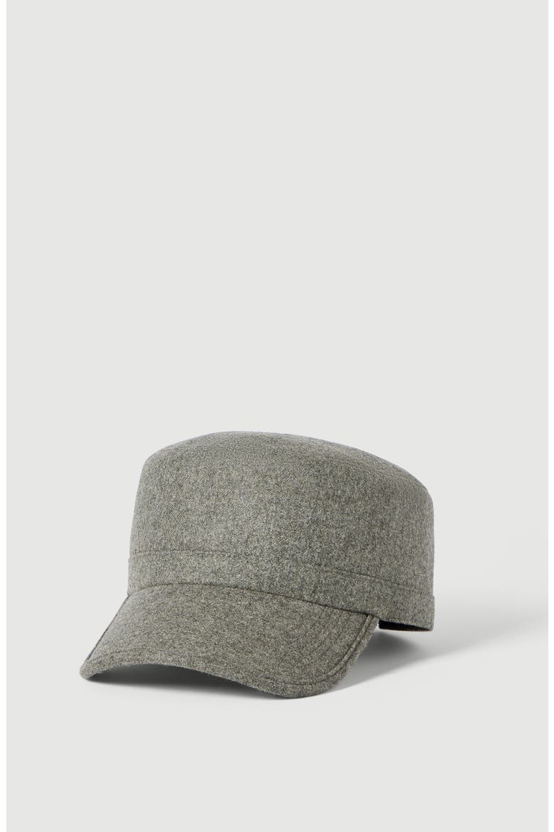 Virgin wool flannel field cap, Main, color, Military