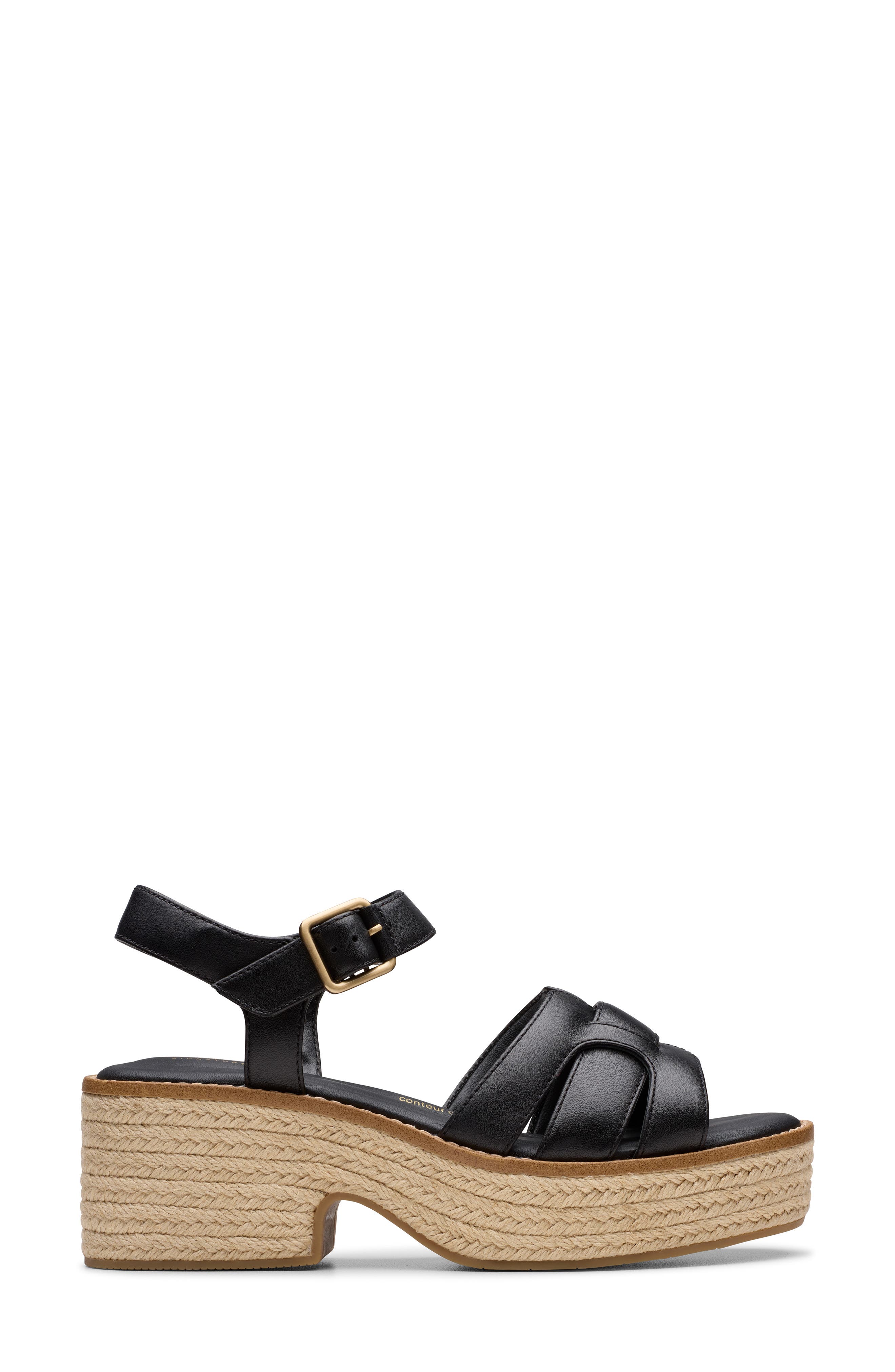 Clarks<sup>®</sup> Coledale Strap Platform Sandal, Alternate, color, Black Leather