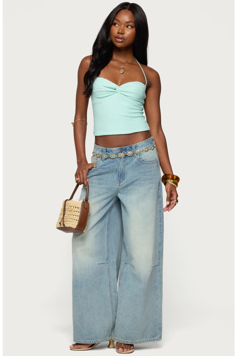 Zoee Textured Halter Top, Alternate, color, AQUA