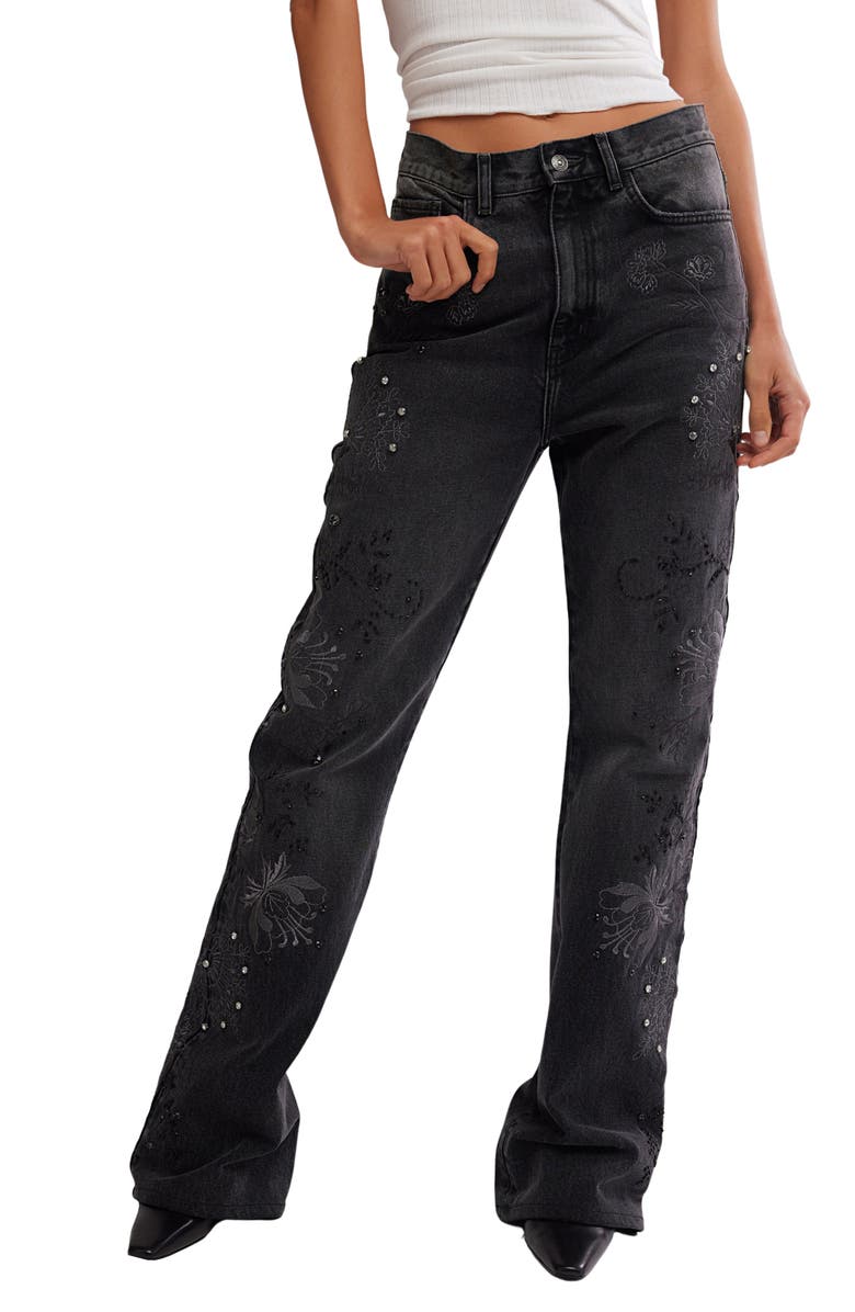 Free People Irie Embellished Bootcut Jeans, Main, color, Phantom