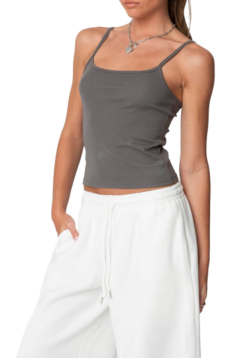 EDIKTED Deanna Cotton Tank, Alternate, color, Gray