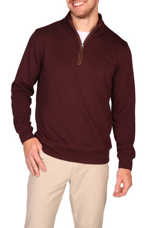 Tailorbyrd Rib Knit Quarter Zip Pullover In Burgundy