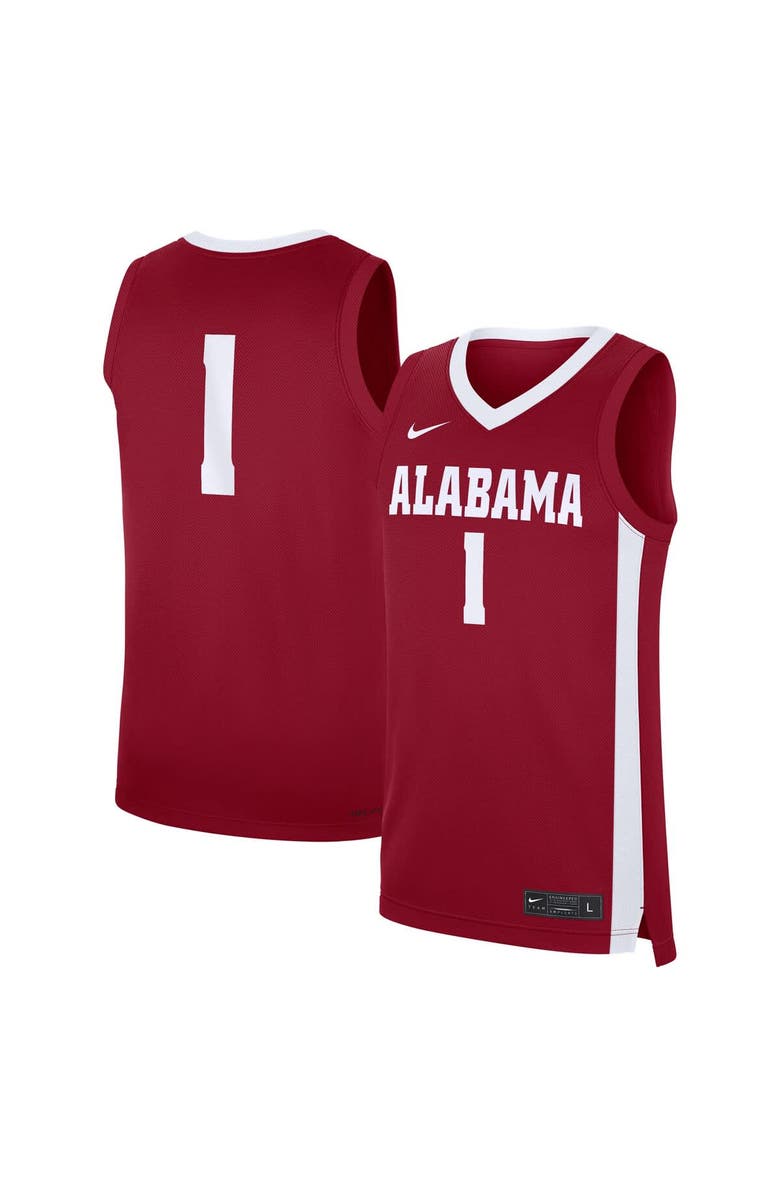 Nike Men's Nike #1 Crimson Alabama Crimson Tide Road Replica Jersey, Main, color, Crimson
