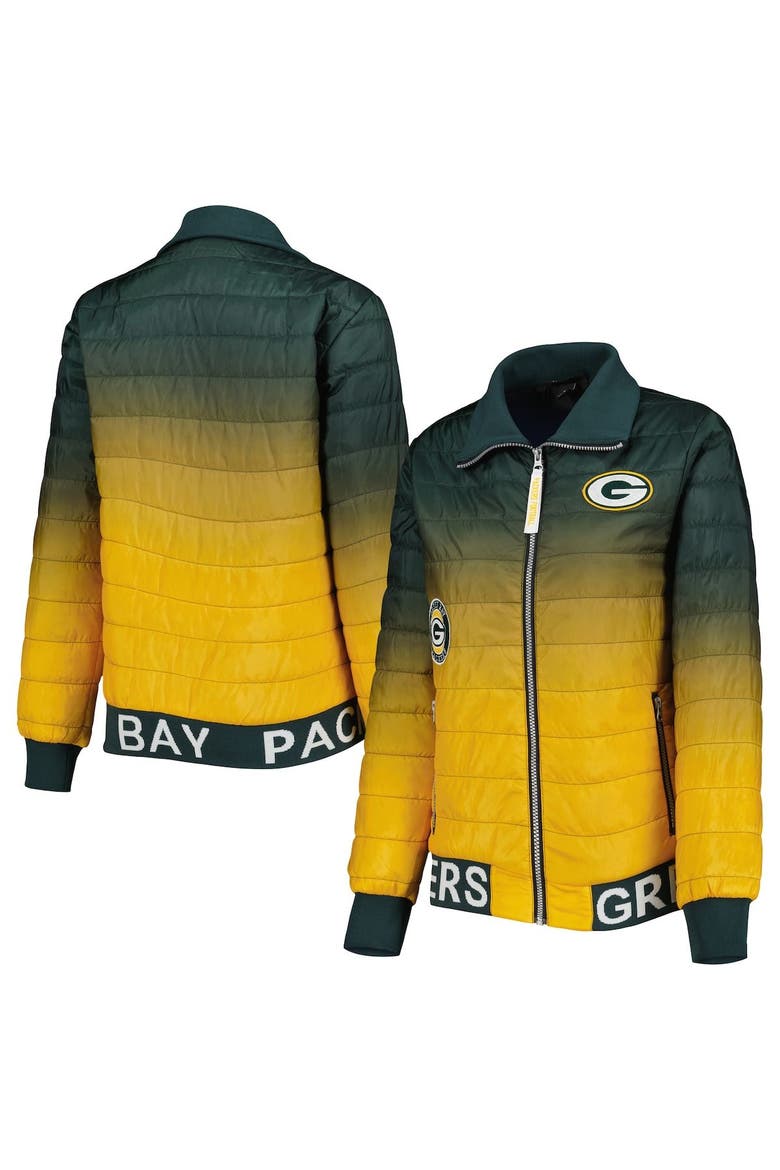 Women's The Wild Collective Green/Gold Green Bay Packers Color Block Full-Zip Puffer Jacket, Main, color, Green