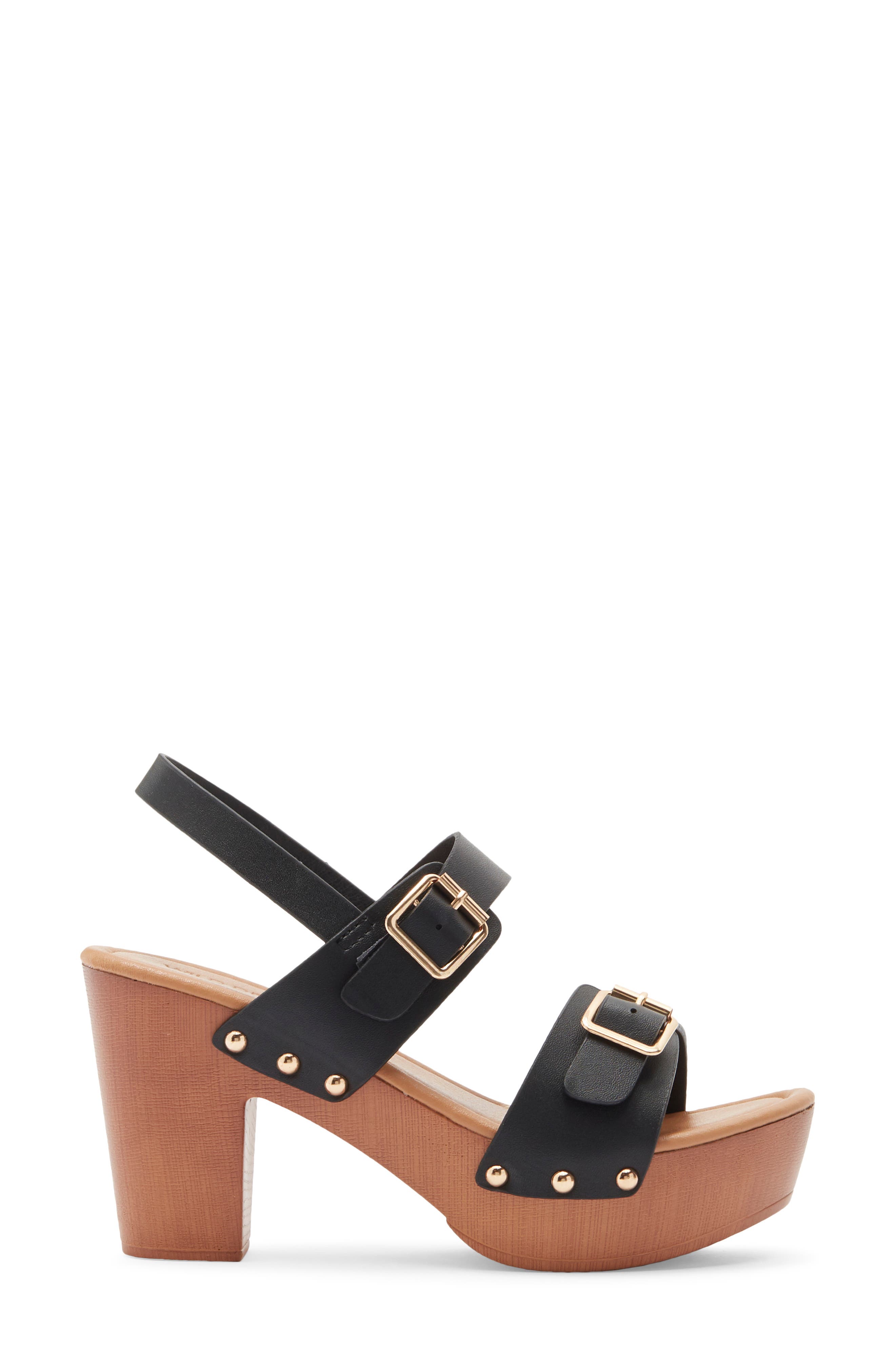 Kyrie Block Heel Platform Sandal, Alternate, color, BLACK