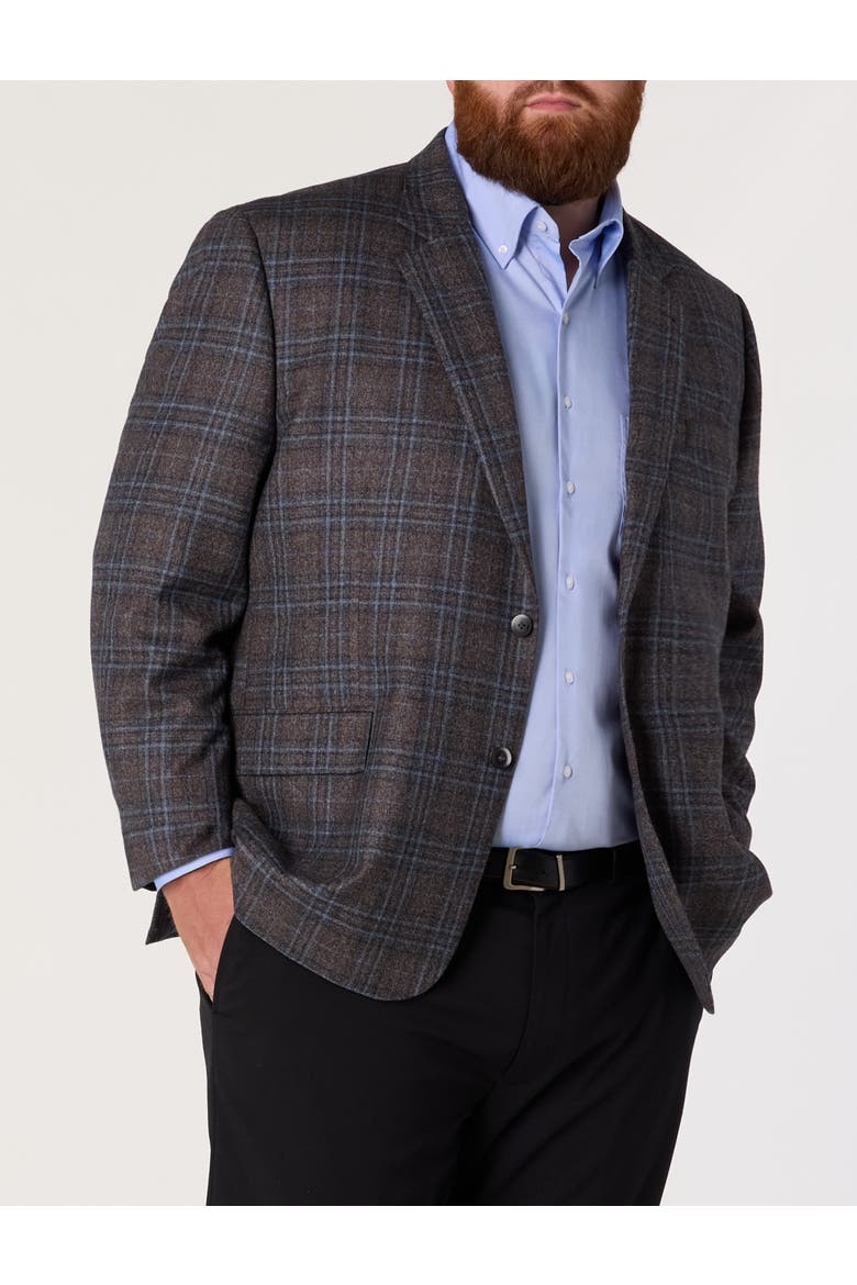 Big & Tall Washed Plaid Sport Coat, Main, color, GREY