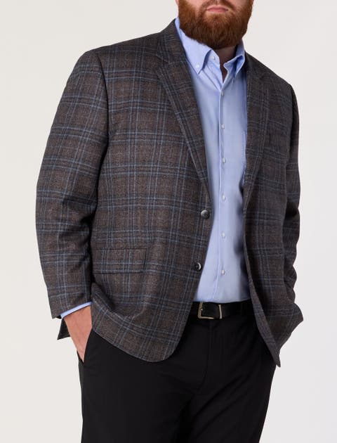 Big & Tall Washed Plaid Sport Coat