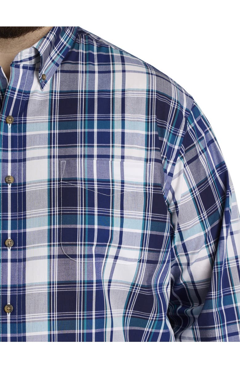 Harbor Bay by DXL Big & Tall Tonal Plaid Sport Shirt, Alternate, color, Blue Multi