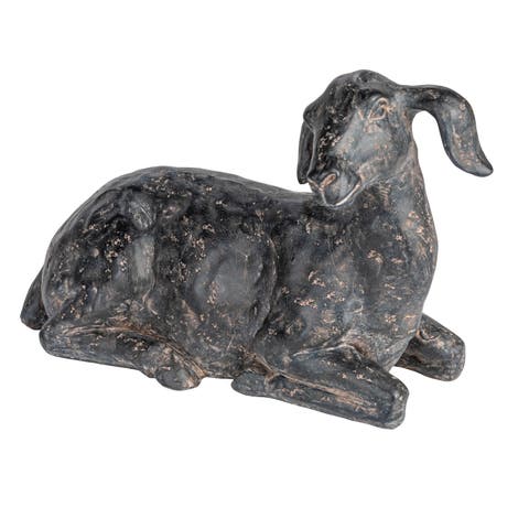 Resin Lying In Rest Goat Accent Décor with Cast Iron Finish, Black