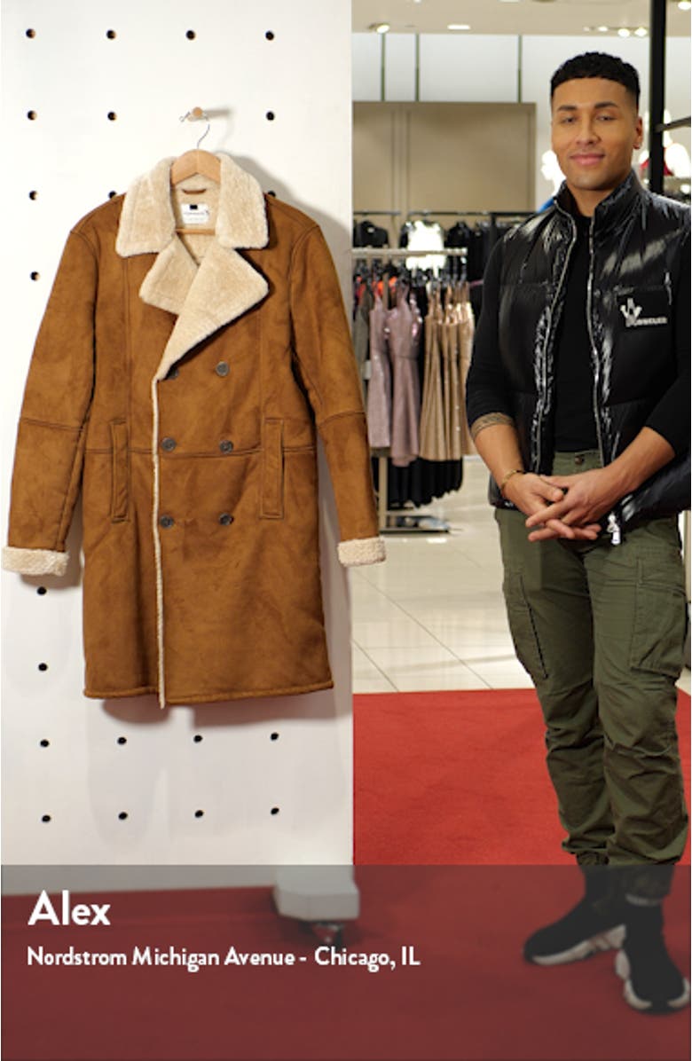 Classic Fit Longline Faux Shearling Coat, sales video thumbnail
