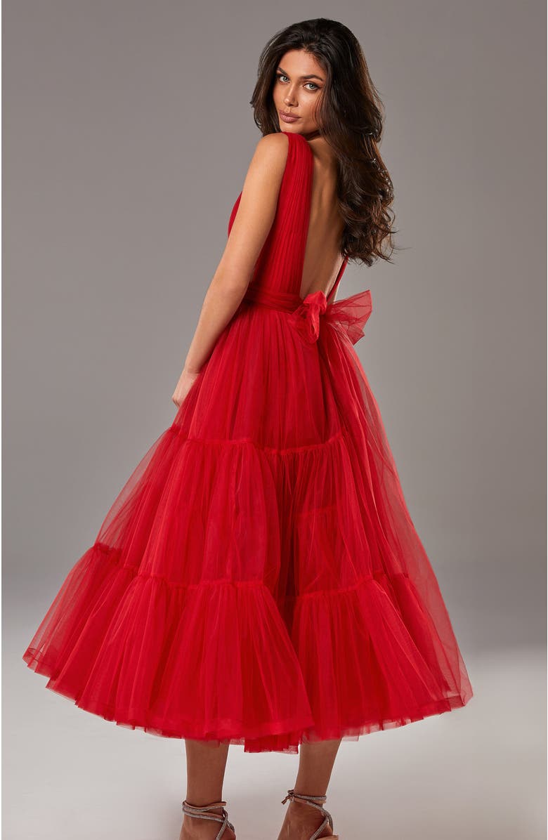 Milla Red Tender Midi Plunging Neckline Cut Out Dress, Alternate, color, 