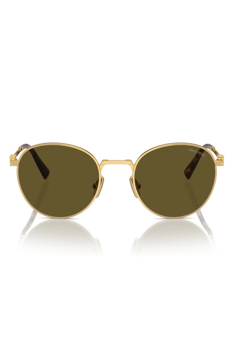 Miu Miu 50mm Round Sunglasses, Alternate, color, Dark Brown