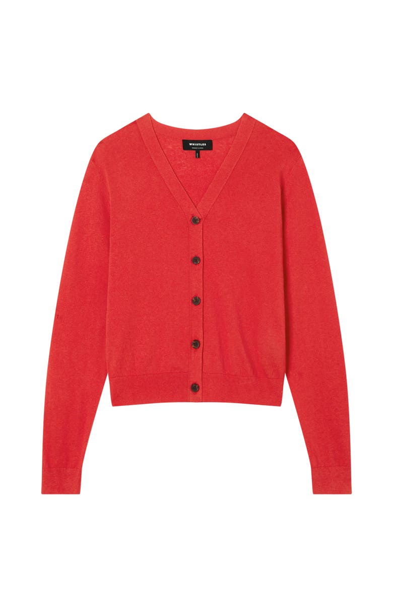 V-Neck Linen Cardigan, Alternate, color, Red