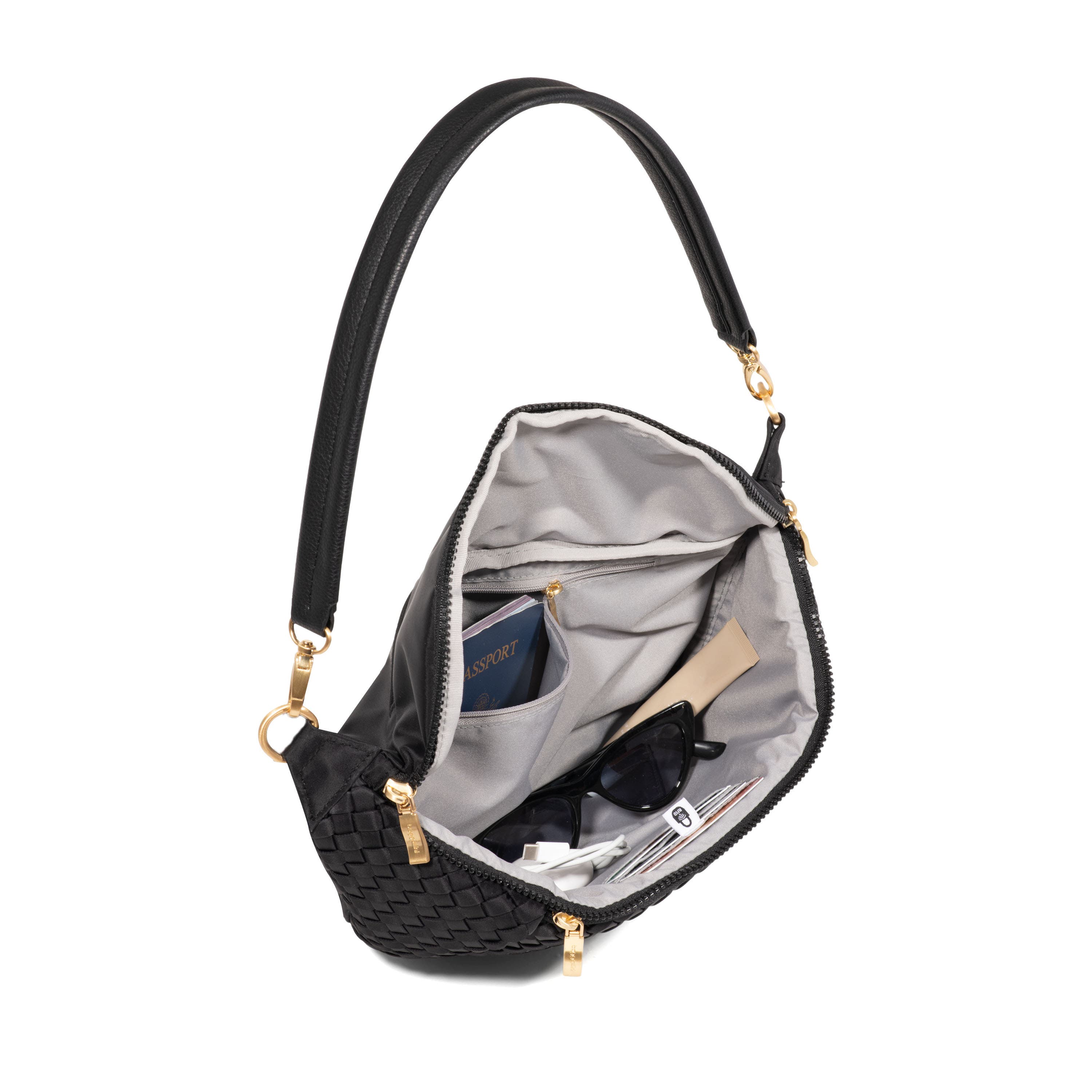 BAGGALLINI Stanton Woven Crossbody, Alternate, color, Black Woven Twill