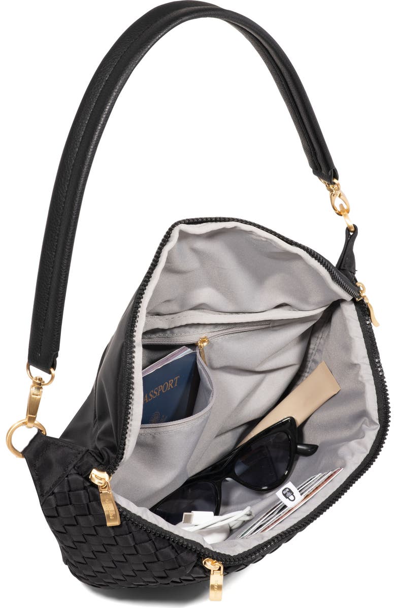 BAGGALLINI Stanton Woven Crossbody, Alternate, color, Black Woven Twill