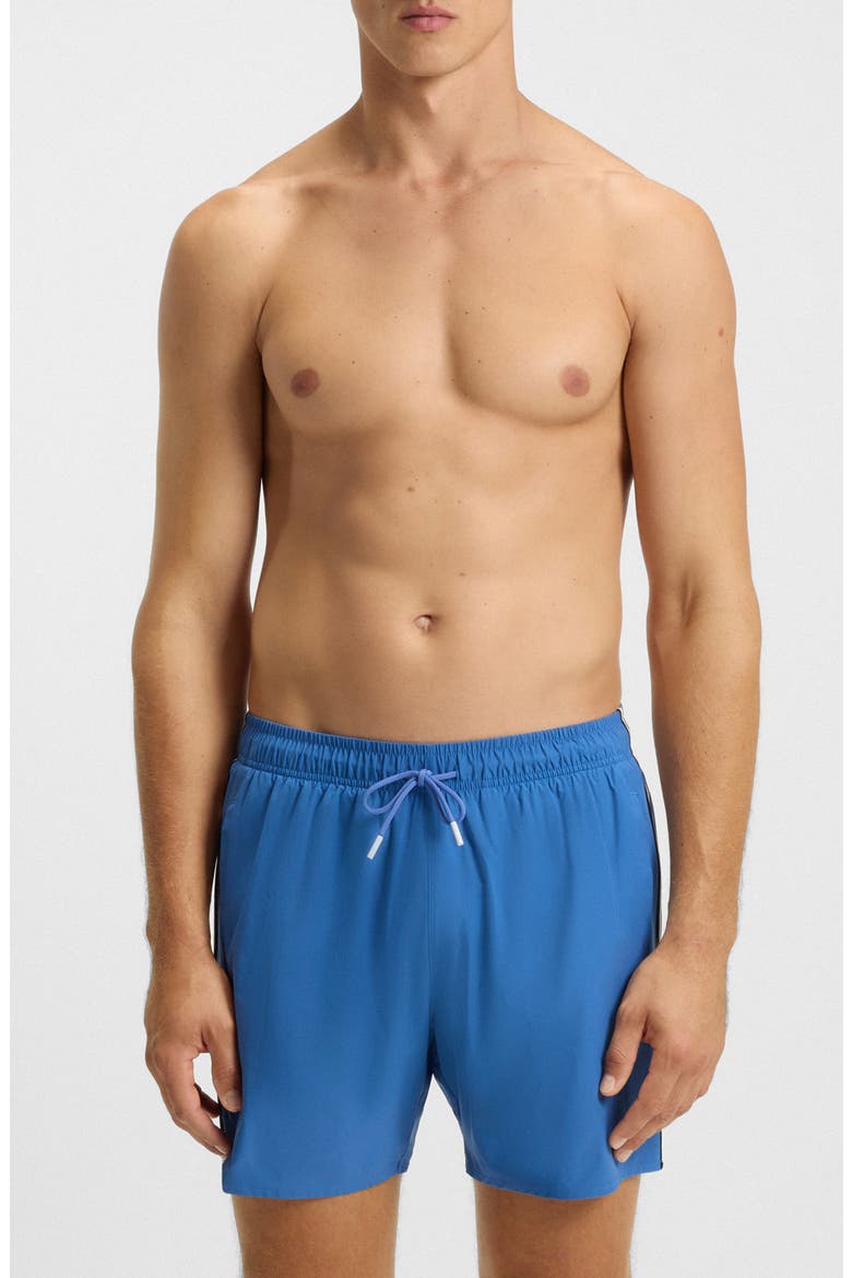 Iconic Side Stripe Swim Trunks, Main, color, BRIGHT BLUE