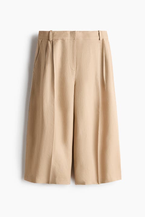 Wide Linen-blend Culottes