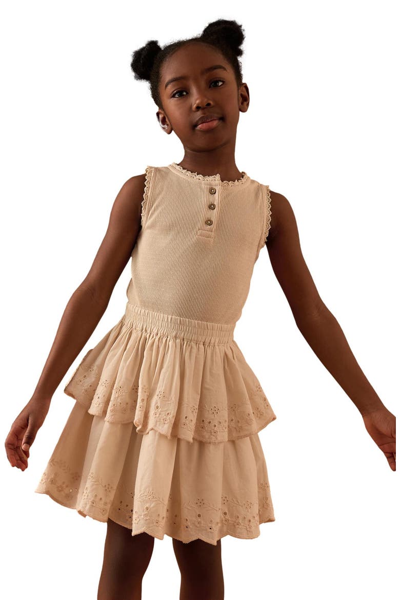 Kids' Twofer Tiered Dress, Alternate, color, CREAM