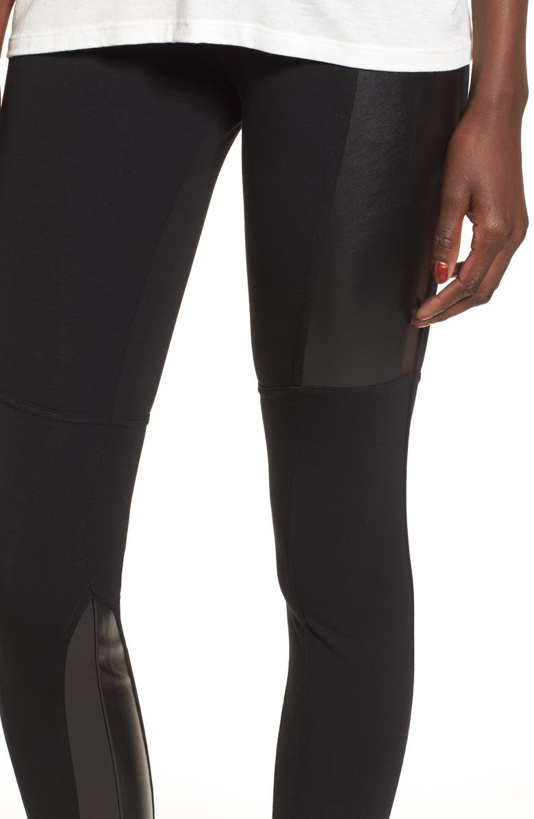 BP. Faux Leather Mixed Moto Leggings, Alternate, color, 