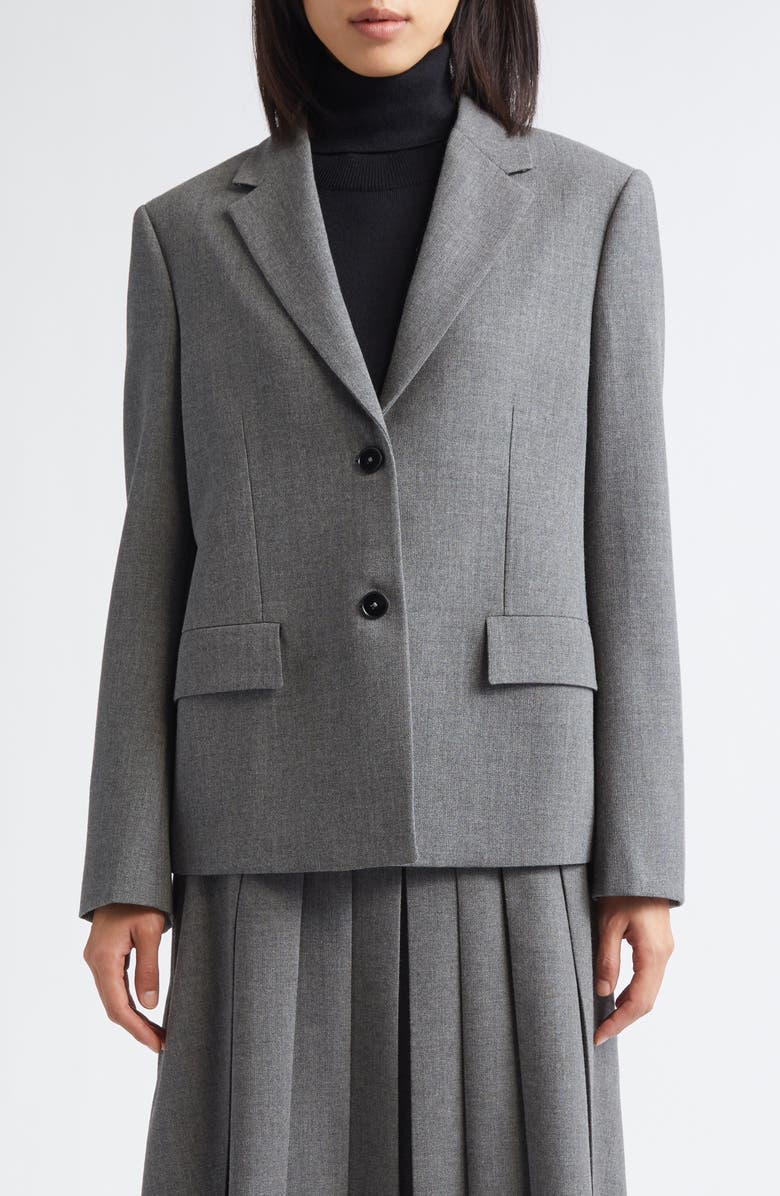 Jil Sander Short Tailored Wool Blazer, Main, color, Volcanic Glass