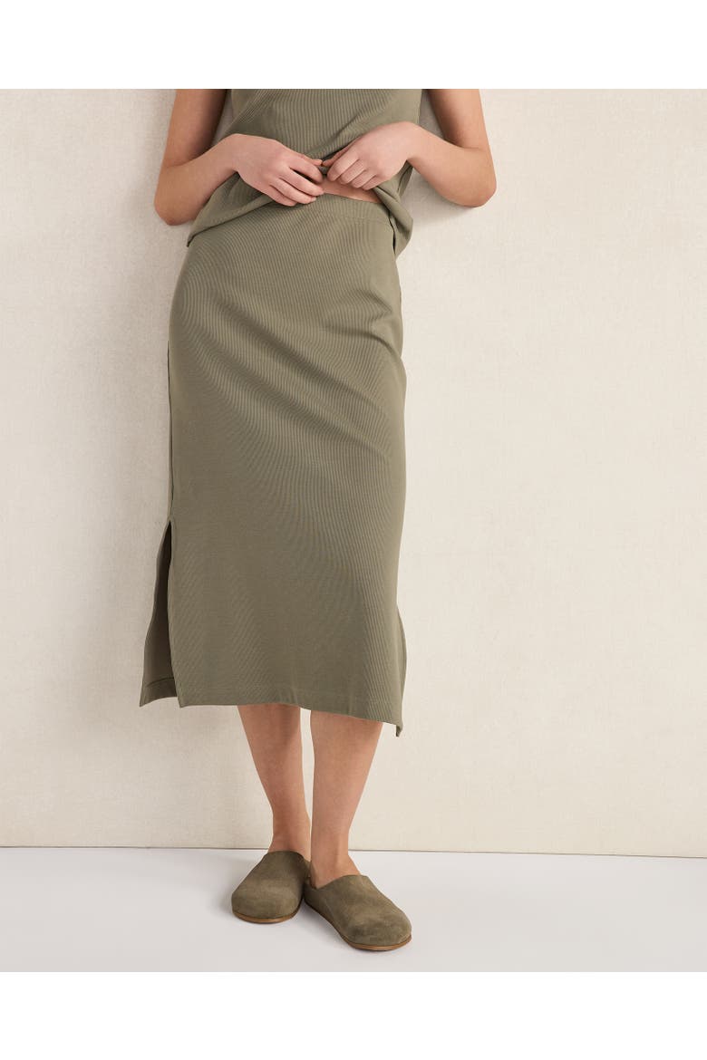 Organic Cotton Rib Knit Midi Skirt, Main, color, Vetiver