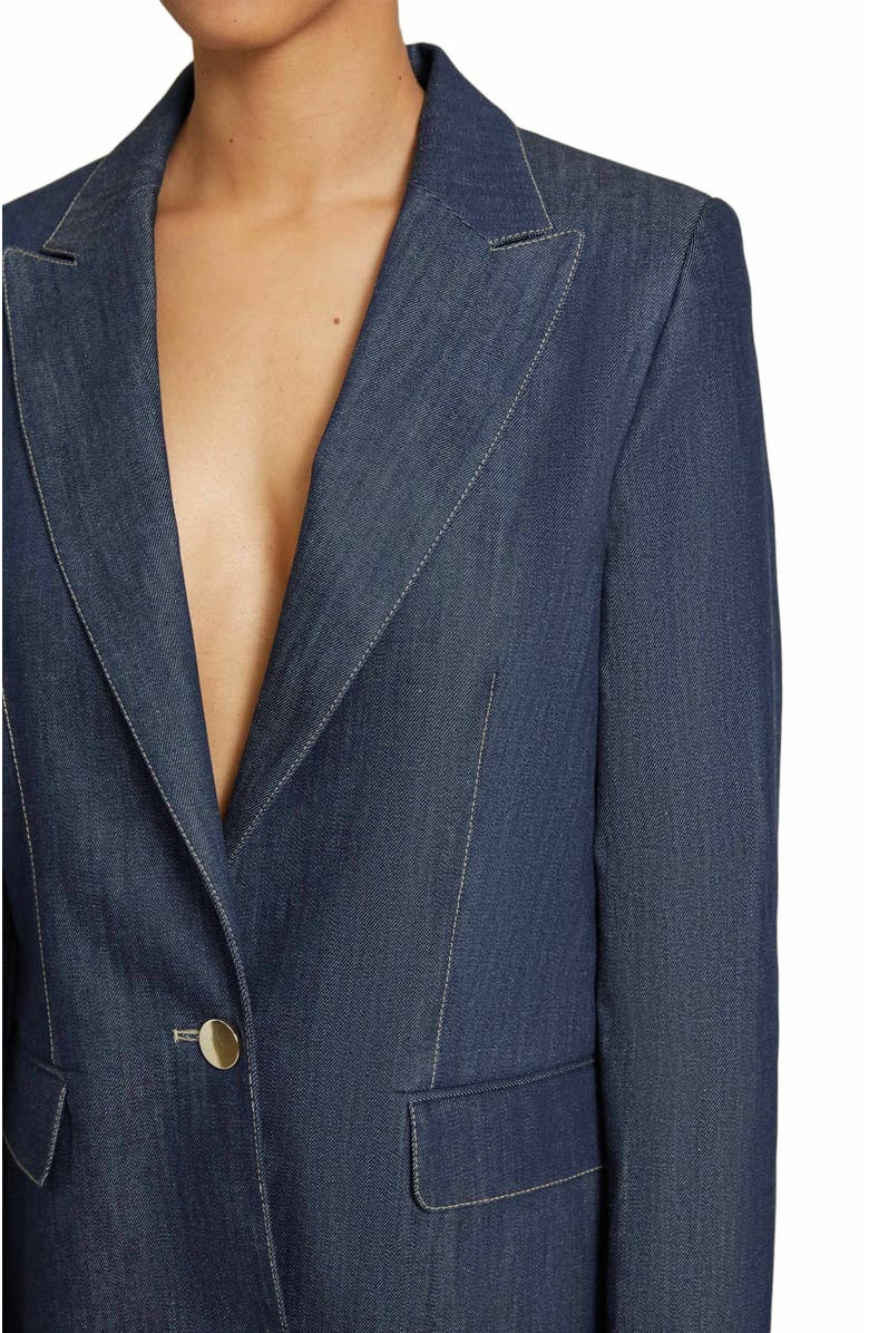 Santorelli ZOE Single-Button Oversized Blazer in Cotton Denim, Alternate, color, 