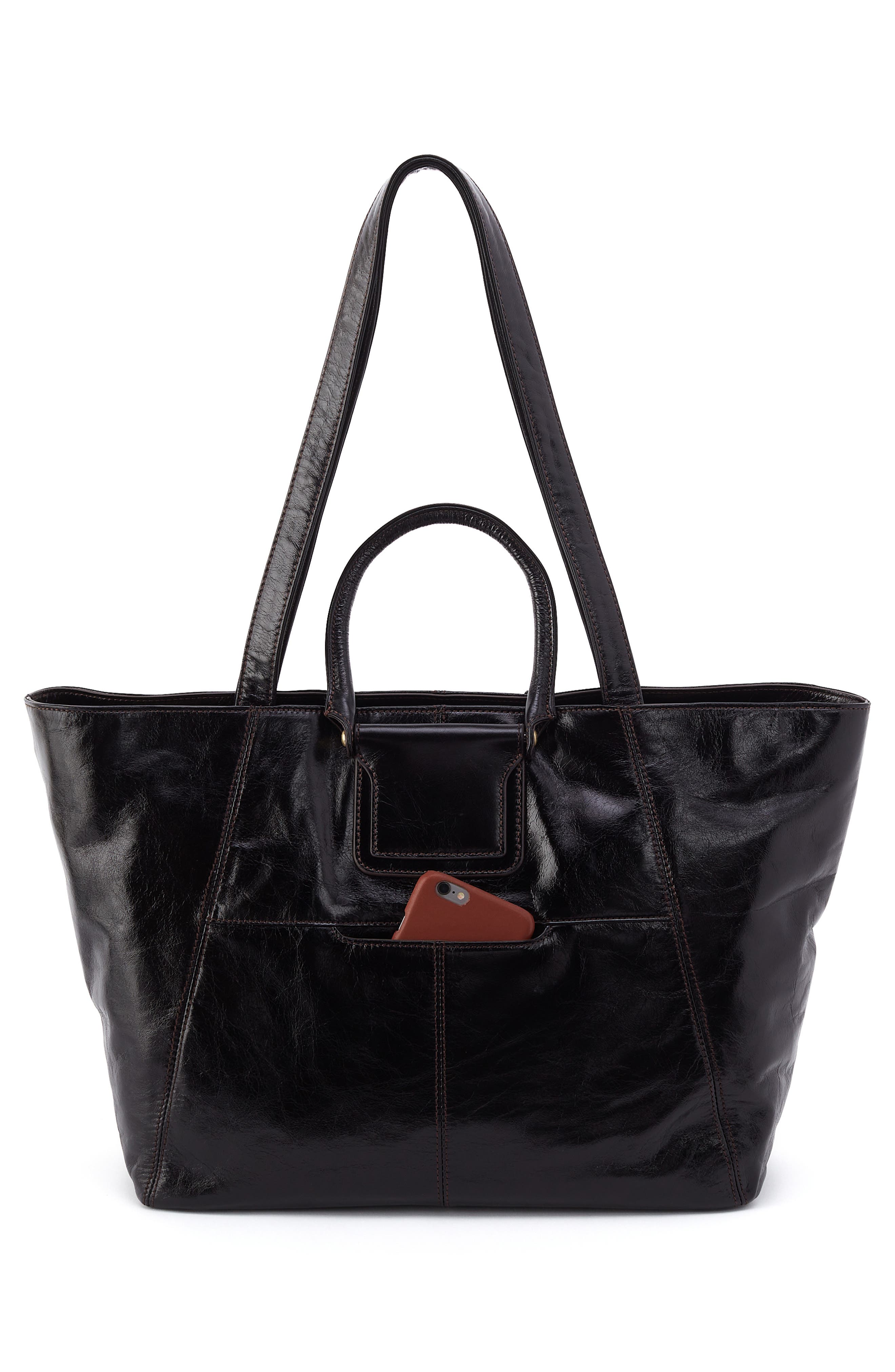 HOBO Sheila East/West Leather Tote, Alternate, color, Black
