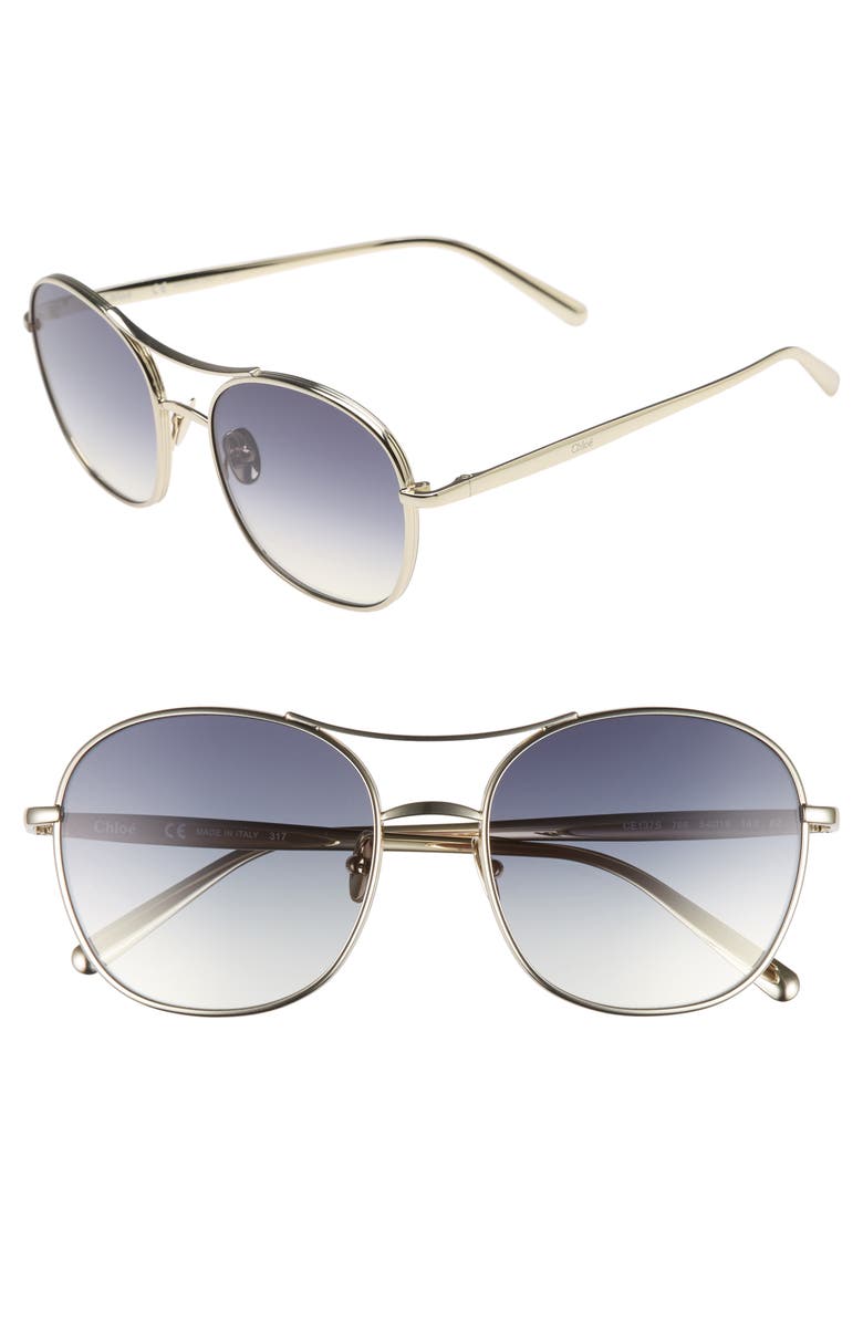 Chloé 54mm Aviator Sunglasses, Main, color, 