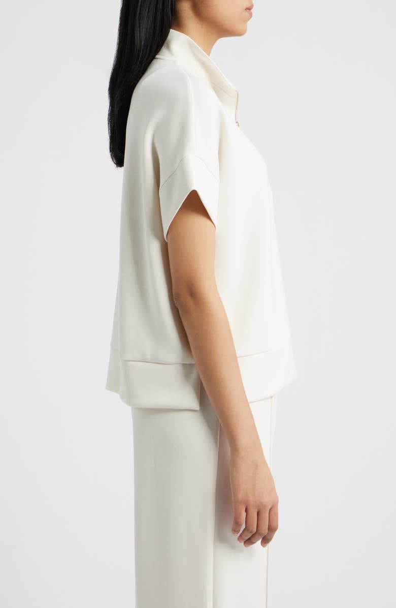 Bernardo Half Zip Short Sleeve Top, Alternate, color, Gardenia