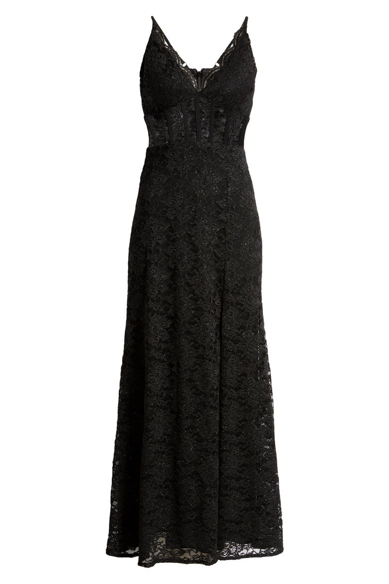 Corset Lace Sleeveless Gown, Alternate, color, BLACK