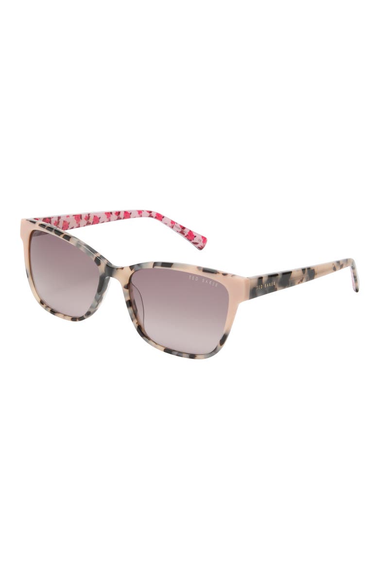 57mm Gradient Rectangular Sunglasses, Alternate, color, IVORY TORTOISE