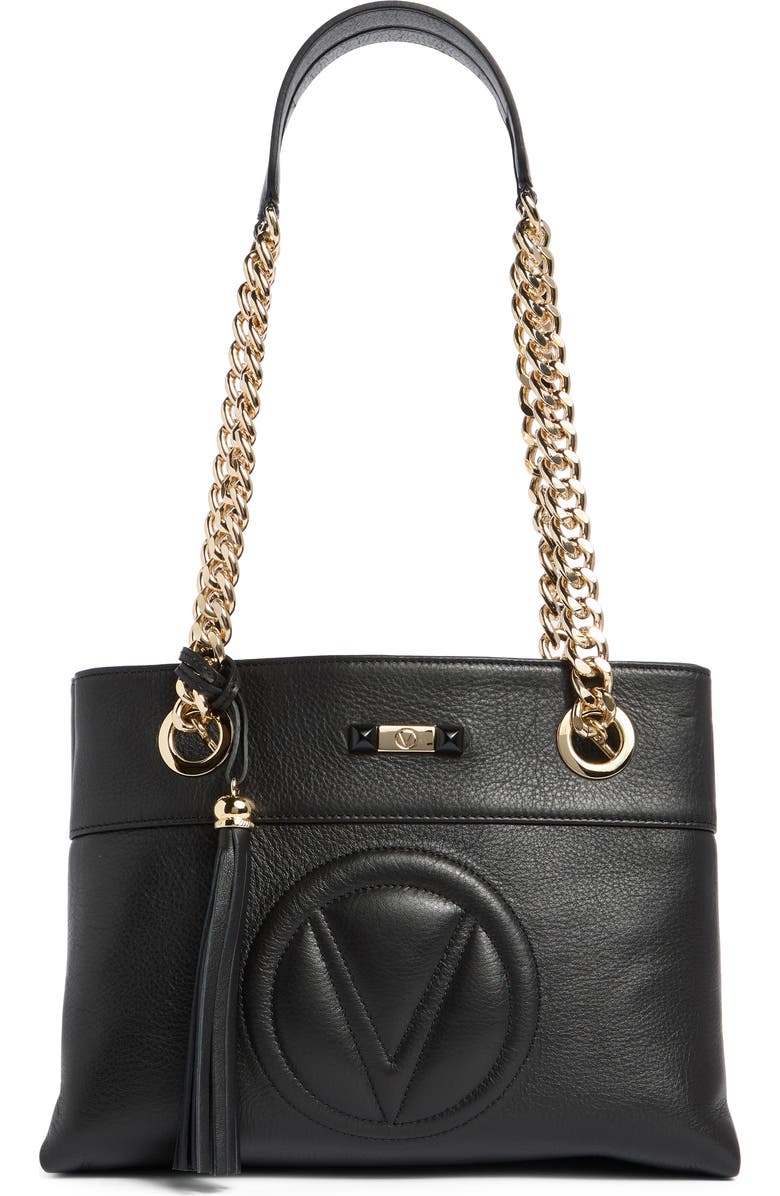 VALENTINO BY MARIO VALENTINO Kalo Signature Leather Tote Bag, Main, color, Black