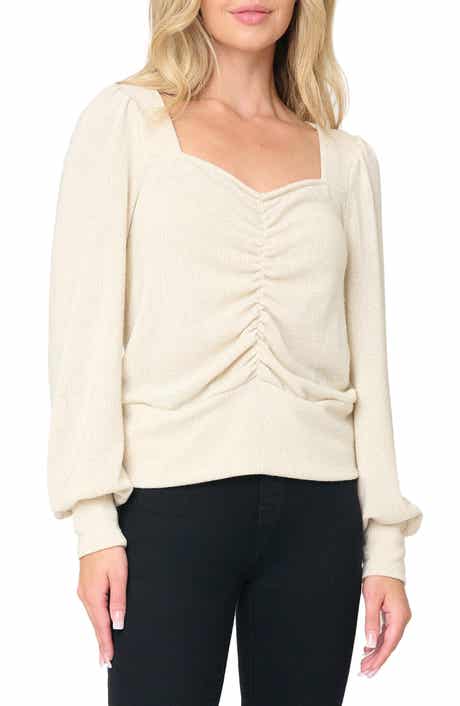 GIBSONLOOK V-Neck Ruched Knit Top