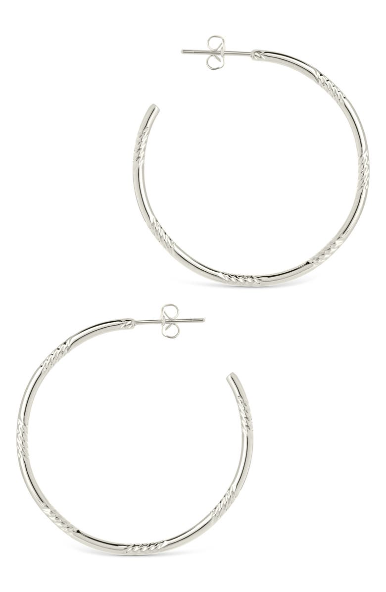 Sterling Forever Sierra Thin Hoop Earrings, Alternate, color, 