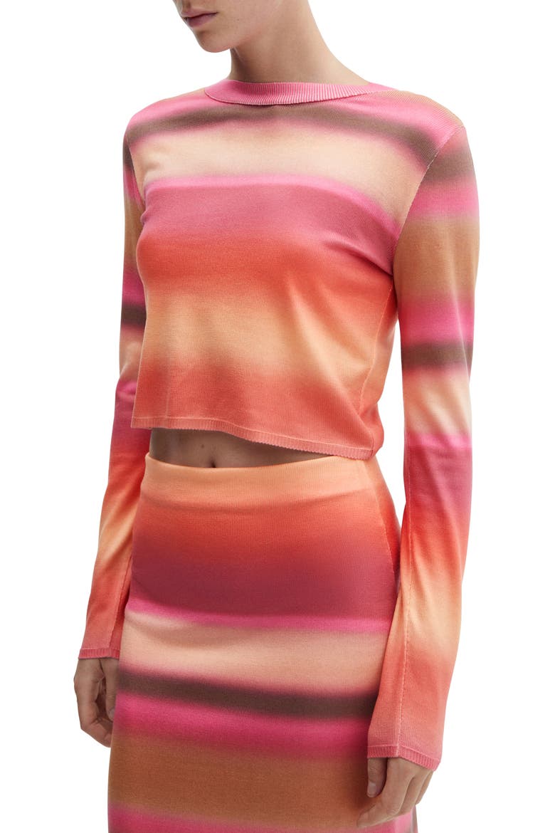 Gradient Stripe Knit Top, Main, color, ORANGE