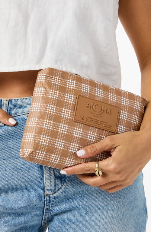 Aloha Collection Small Palaka Water Resistant Tyvek® Zip Pouch In Brown