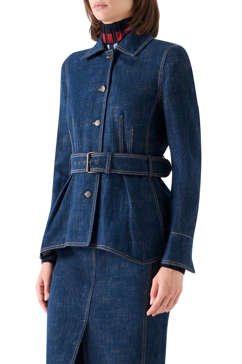Winter Denim Peplum Jacket, Alternate, color, NAVY