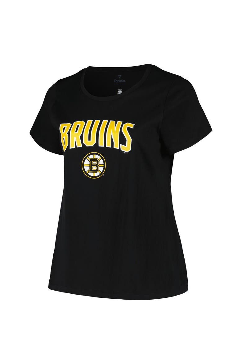 Women's Profile Black Boston Bruins Plus Size Arch Over Logo T-Shirt, Alternate, color, Black