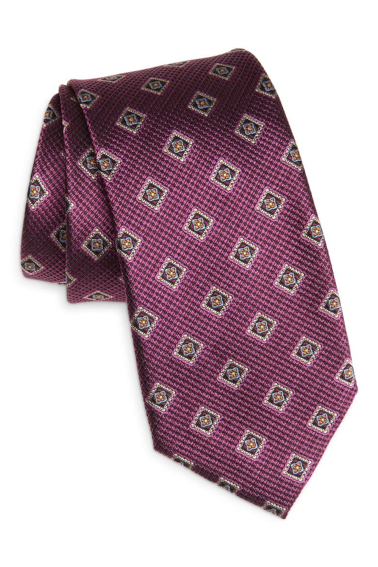 Geometric Silk Tie, Main, color, WINE