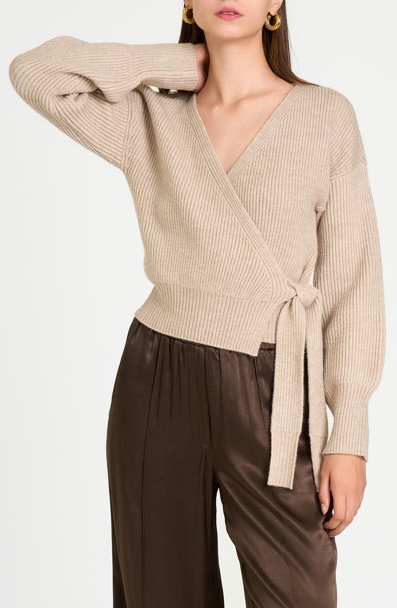 WAYF Terri Bouclé Rib Wrap Sweater, Main, color,