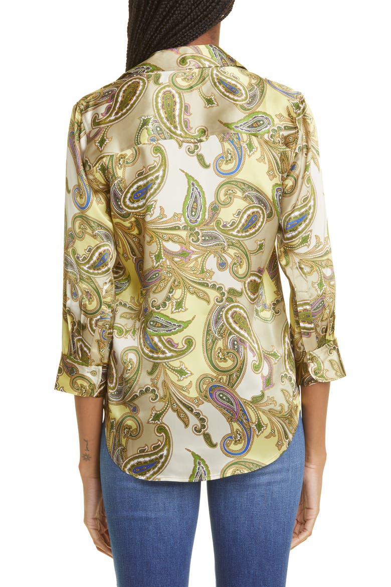 Dani Silk Button-Up Blouse, Alternate, color, MULTI TEXTURED PAISLEY