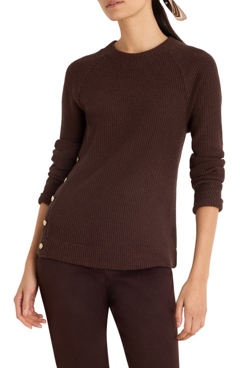 Side Button Waffle Sweater