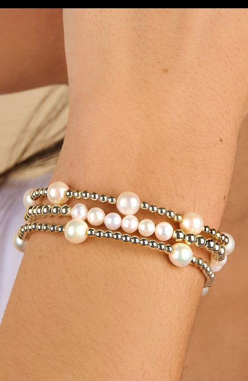 Little Sky Stone Multi-pearl Bead Bracelet In Gold