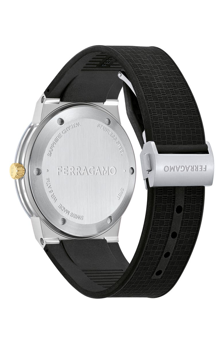 FERRAGAMO Infinity Sapphire Silicone Strap Watch, 41mm, Alternate, color,