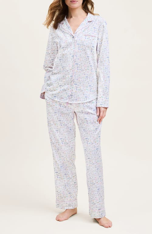 Petite Plume Baking Spirits Bright Brushed Cotton Twill Pajamas In White